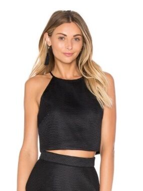 NWOT BLQ BASIQ Black Mesh Crop Top